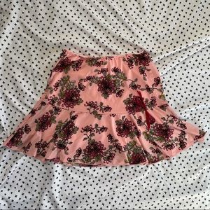 Pink floral flippy skirt
